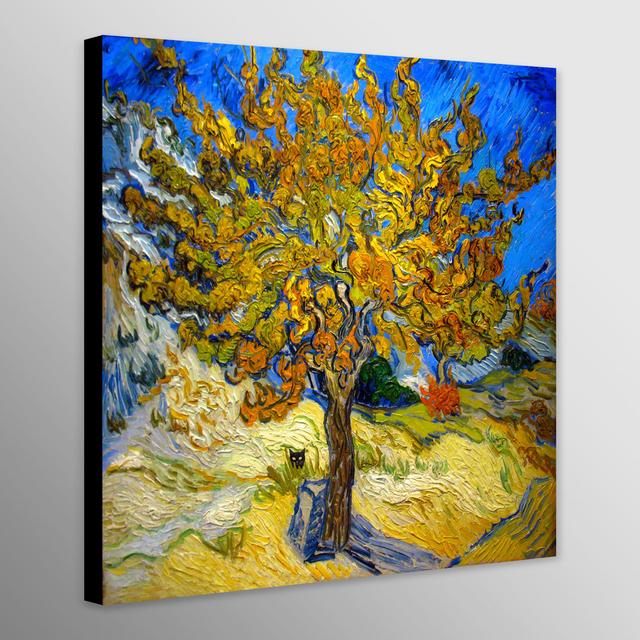 Mulberry Tree - Vincent Van Gogh With Black Cat - Funny Wall Art - Canvas Wall Art Framed Print ClassicLiving Size: 30cm H x 30cm W x 4cm D on Productcaster.