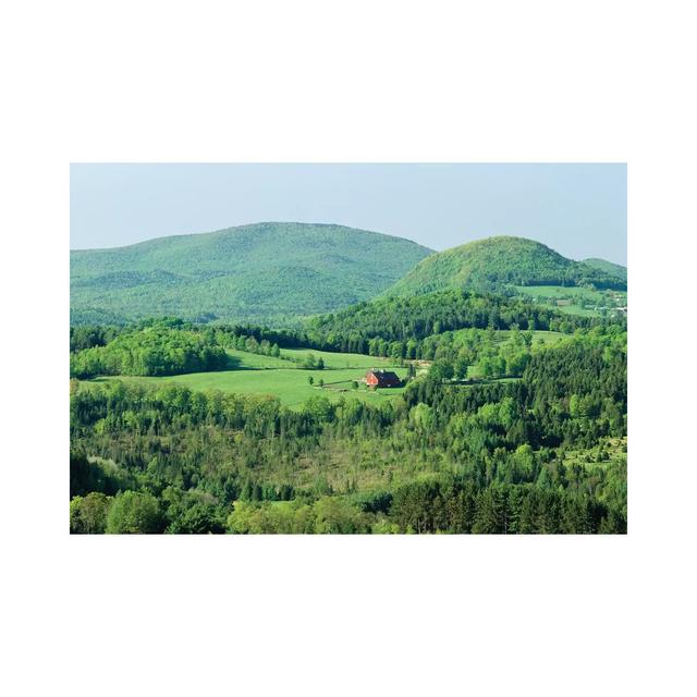 High Angle View of a Barn in a Field Surrounded by a Forest, Peacham, Caledonia County, Vermont, USA - Wrapped Canvas Photograph Alpen Home Size: 30.4 on Productcaster.