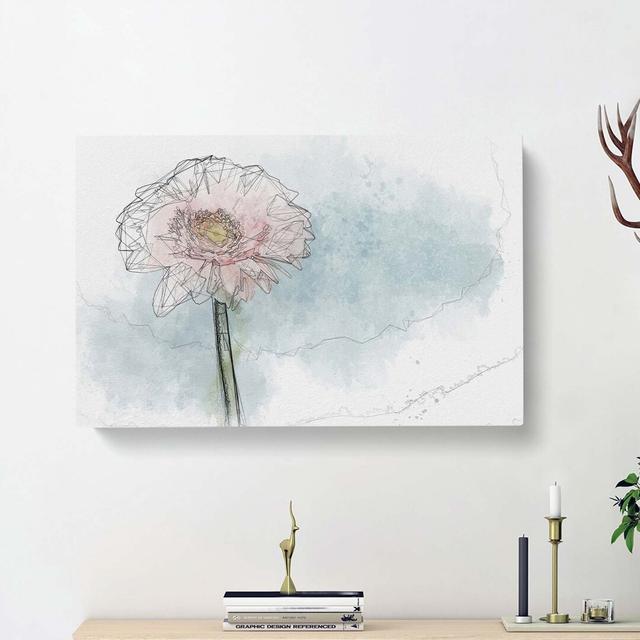 Lone Pink Gerbera in Abstract - Wrapped Canvas Drawing Print East Urban Home Size: 35cm H x 50cm W x 3cm D on Productcaster.