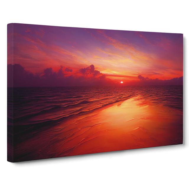 Riveting Ocean Sunset House of Hampton Size: 50cm H x 76cm W x 3cm D on Productcaster.