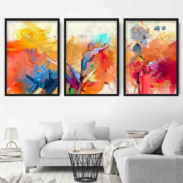 Summer Sunset - 3-Piece Picture Frame Painting Set Ivy Bronx Frame Option: Black Framed, Size: 53cm H x 43cm W on Productcaster.