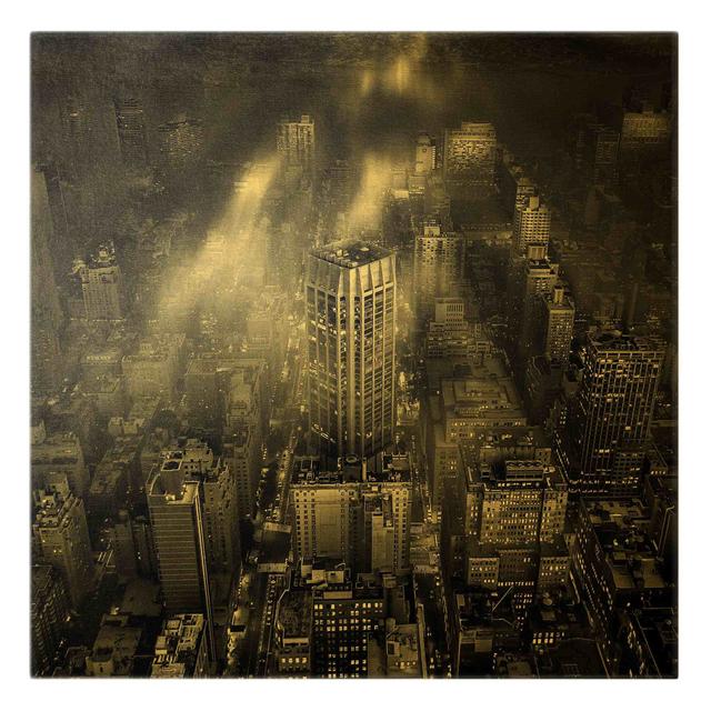 Sunlight over New York City - Wrapped Canvas Photograph Ebern Designs Format: 435g/m³ Canvas Gold, Colour: Gold/Black, Size: 60cm H x 60cm W on Productcaster.