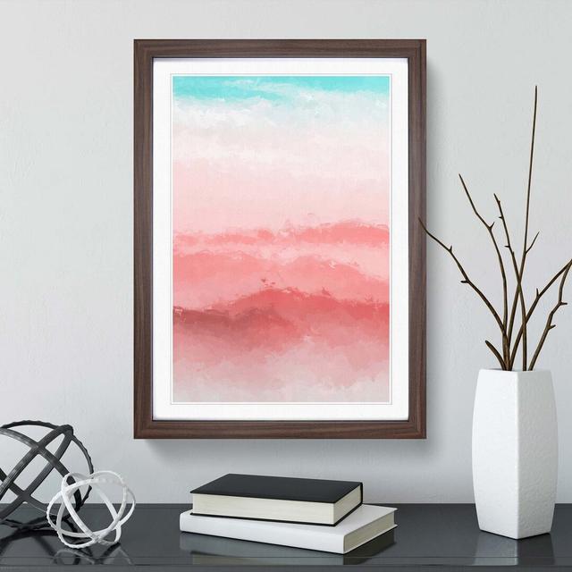 Pink Mountains in Abstract - Picture Frame Painting Print East Urban Home Size: 60cm H x 40cm W x 2cm D, Frame Option: Walnut on Productcaster.