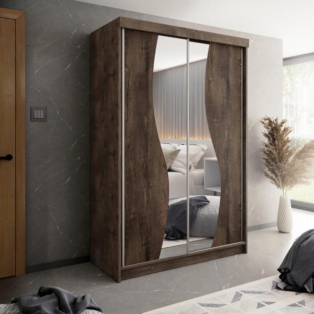 Ajtene 2 Door Wardrobe Latitude Run Finish: Brown on Productcaster.