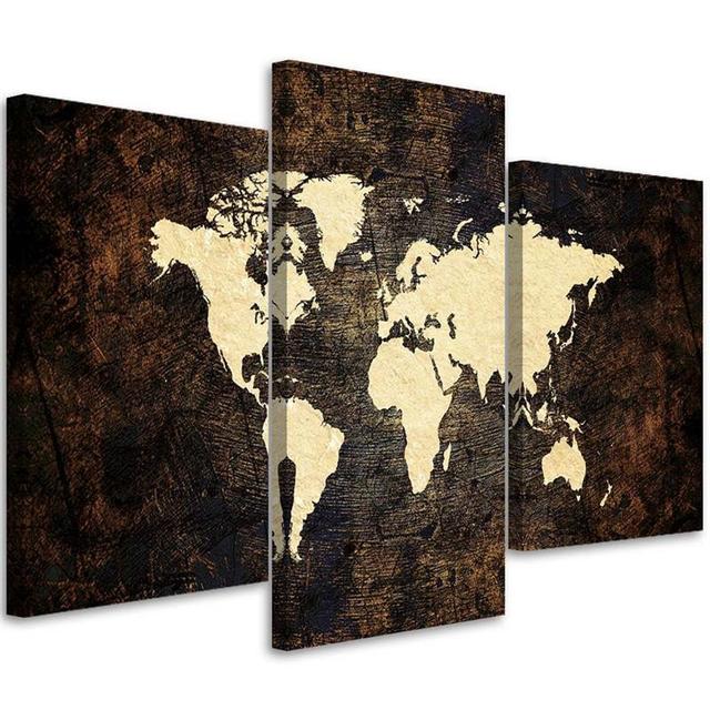 Leinwandbild World Map Brown Williston Forge Größe: 60 cm H x 90 cm B on Productcaster.