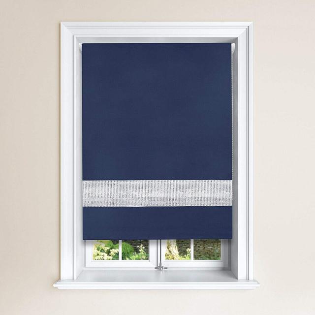 Diamante Blackout Roller Blind Symple Stuff Colour: Blue, Blind Size: 120cm W x 165cm L on Productcaster.