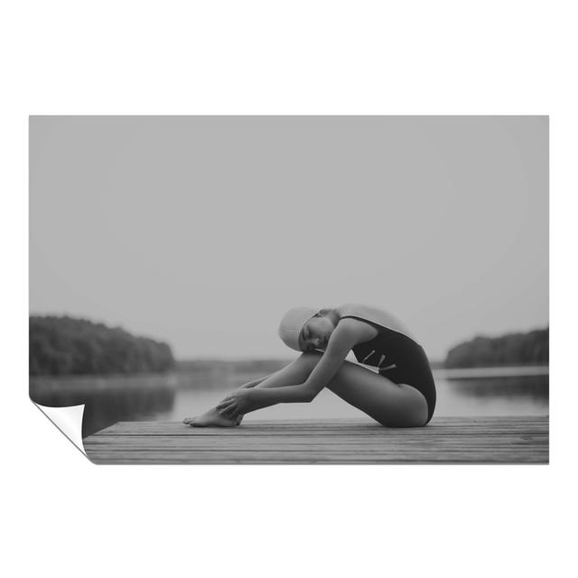 Girl Swimmer At The Lake Bridge - No Frame Print Panther Print Size: 46cm H x 31cm W x 1cm D on Productcaster.