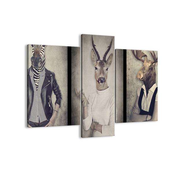 Let the Gestures Speak - 3 Piece Unframed Graphic Art Print Set on Canvas Happy Larry Size: 80cm H x 95cm W x 1.8cm D on Productcaster.