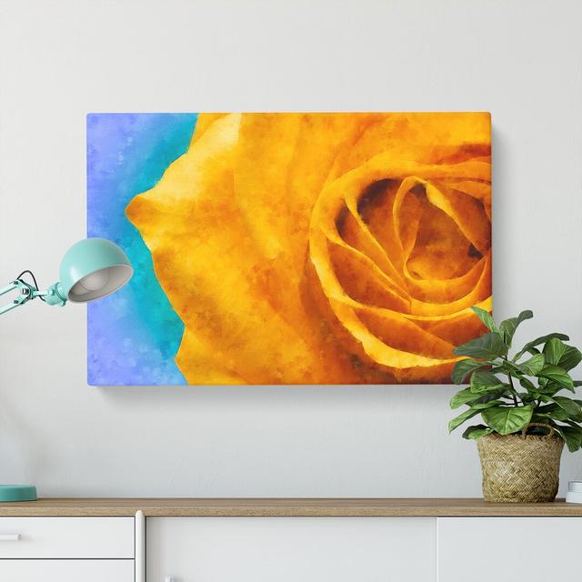 A Golden Yellow Rose - Wrapped Canvas Painting East Urban Home Size: 35cm H x 50cm W x 3cm D on Productcaster.