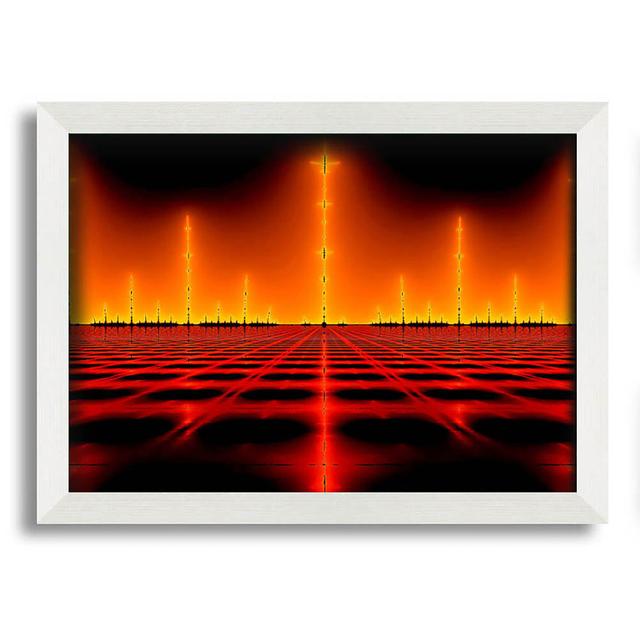 Electrical Fire Grid Framed Print Wall Art Ivy Bronx Size: 29.7cm H x 42cm W x 1.5cm D, Format: Grey Framed Paper on Productcaster.