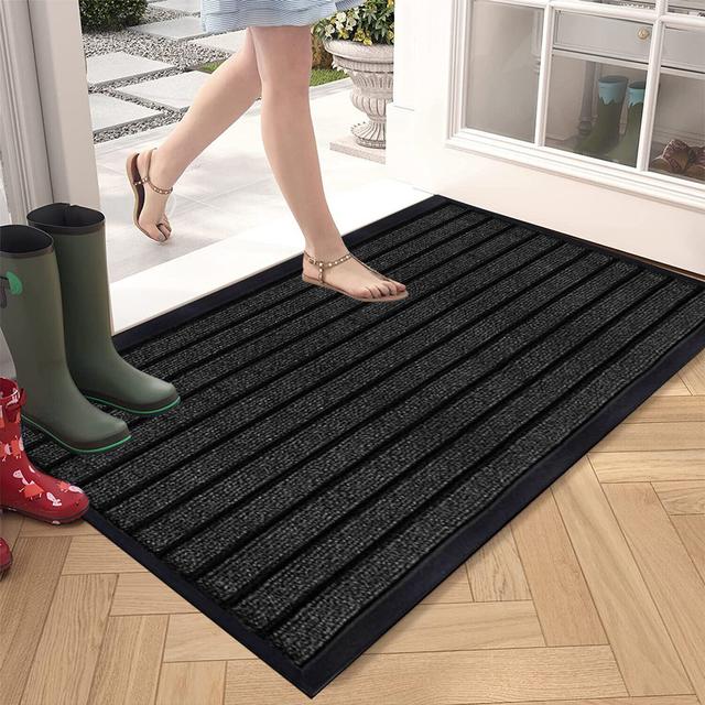 Mavra Kinadee Indoor/ Outdoor Non Slip Hallway Door Mat 17 Stories Colour: Black, Mat Size: 300cm H x 80cm x 300cm L on Productcaster.