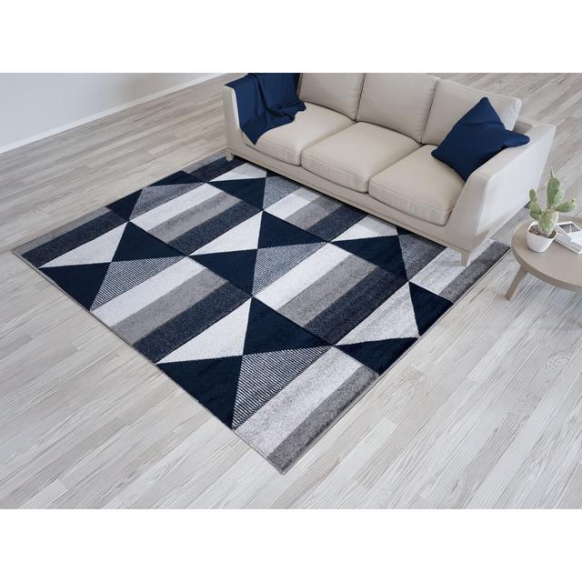 High-Quality Modern Bedroom Rugs Hallway Runner Living Room Carpets, Office Rugs Door Mats Navy. Metro Lane Rug Size: Rectangle 80 x 150cm on Productcaster.