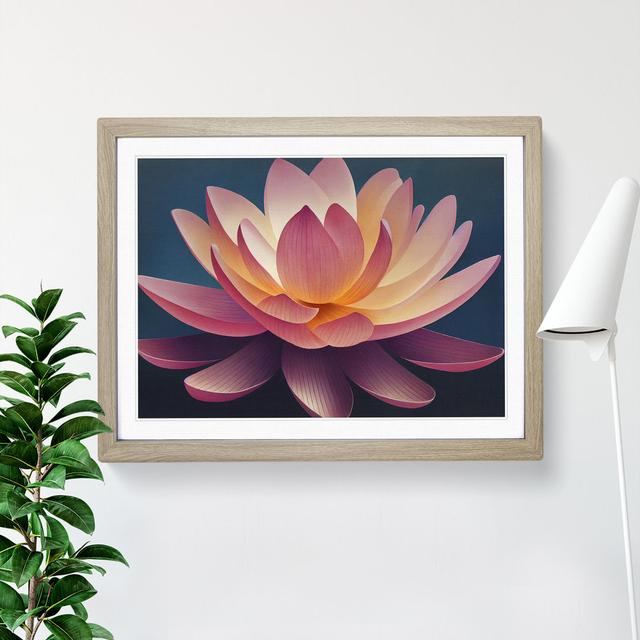 Pure Lotus Flower - Picture Frame Graphic Art Marlow Home Co. Size: 25cm H x 34cm W x 2cm D, Frame Colour: Oak on Productcaster.