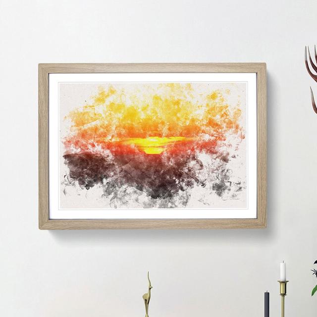 Sunset over Sequoia National Park Watercolour - Picture Frame Graphic Art Print East Urban Home Size: 62cm H x 87cm W x 2cm D, Frame Option: Oak Frame on Productcaster.