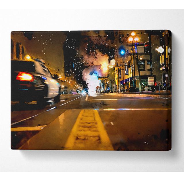 Street In New York At Night - Wrapped Canvas Art Prints Latitude Run Size: 35.6cm H x 50.8cm W x 10cm D on Productcaster.