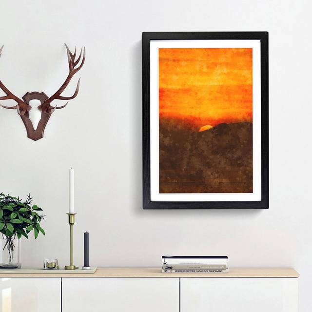 Orange Sunset Abstract - Picture Frame Painting Print East Urban Home Size: 63cm H x 45cm W x 2cm D, Frame Option: Black Framed on Productcaster.