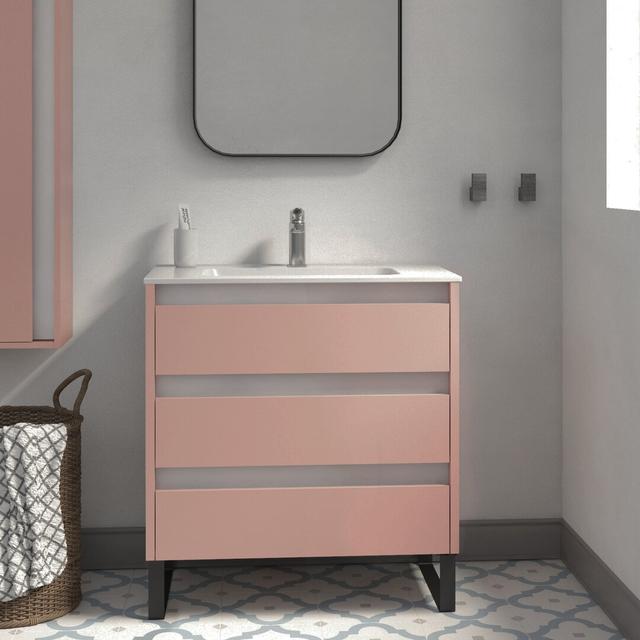 Buleah 800mm Dual Mount Single Vanity Unit 17 Stories Vanity Unit Colour: Pink on Productcaster.