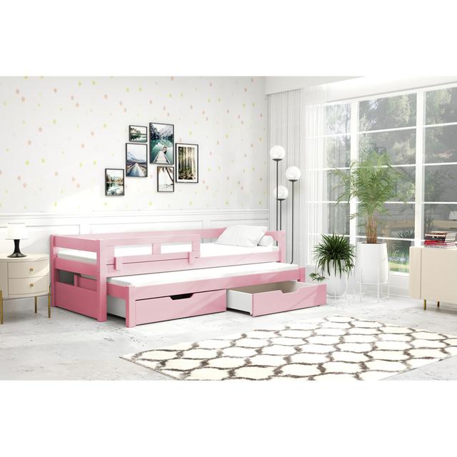 Herbiorn European Single (90 X 200cm) 2 Drawer Bunk Bed and Mattress with Trundle by Harriet Bee Harriet Bee Colour (Bed Frame): Pink on Productcaster.