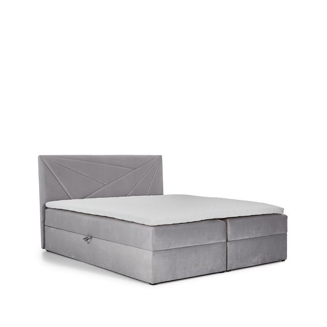 Boxspringbett Emanuel mit Topper und Bettkasten Etta Avenue Farbe: Grau, Größe: 120 x 200 cm on Productcaster.