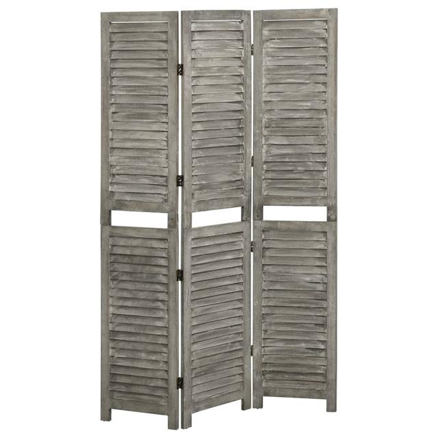 Gracie Oaks 3-Panel Room Divider Grey 106.5X166 Cm Solid Wood Gracie Oaks Number of Panels: 3, Colour: Grey on Productcaster.