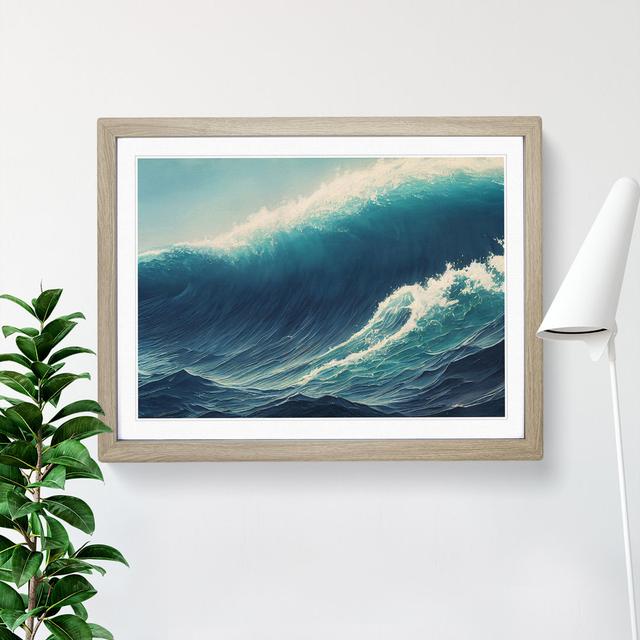 The Ingenious Ocean Wave - Picture Frame Graphic Art House of Hampton Size: 46cm H x 64cm W, Format: Oak on Productcaster.