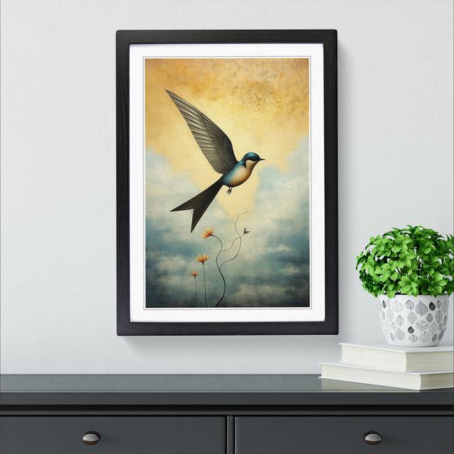 Swallow Surrealism - Single Picture Frame Print on Wood Marlow Home Co. Size: 34cm H x 25cm W x 2cm D, Frame Colour: Black on Productcaster.