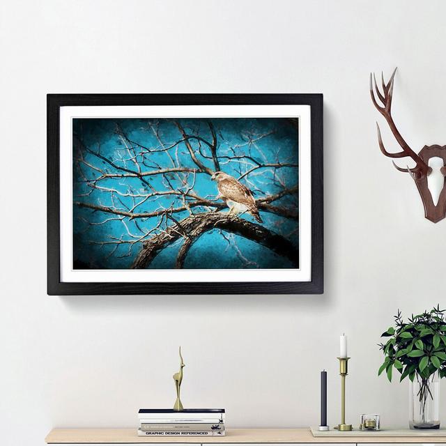 Hawk Bird in the Tree in Abstract - Picture Frame Graphic Art Print East Urban Home Frame Option: Black Framed, Size: 27cm H x 36cm W x 2cm D on Productcaster.