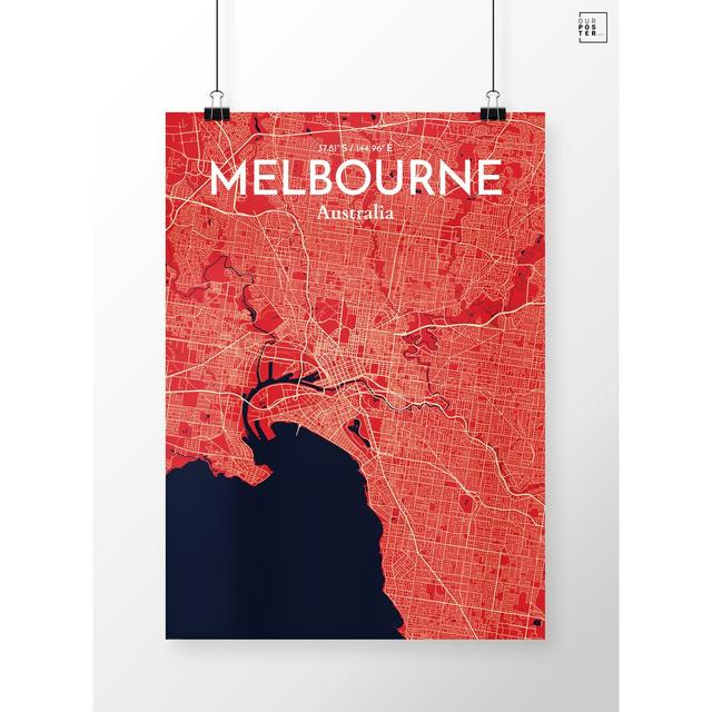 Melbourne City Map - Unframed Graphic Art Print on Paper East Urban Home Size: 61cm H x 45.7cm W x 0.1cm D on Productcaster.