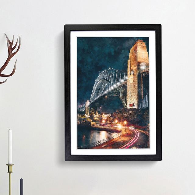 Sydney Harbour Bridge Australia Abstract - Picture Frame Painting Print East Urban Home Frame Option: Black Framed, Size: 87cm H x 62cm W x 2cm D on Productcaster.