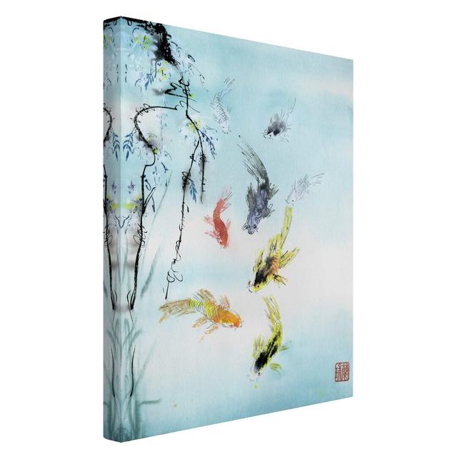 Japanese Watercolor Drawing Goldfish I - Wrapped Canvas Graphic Art Bay Isle Home on Productcaster.