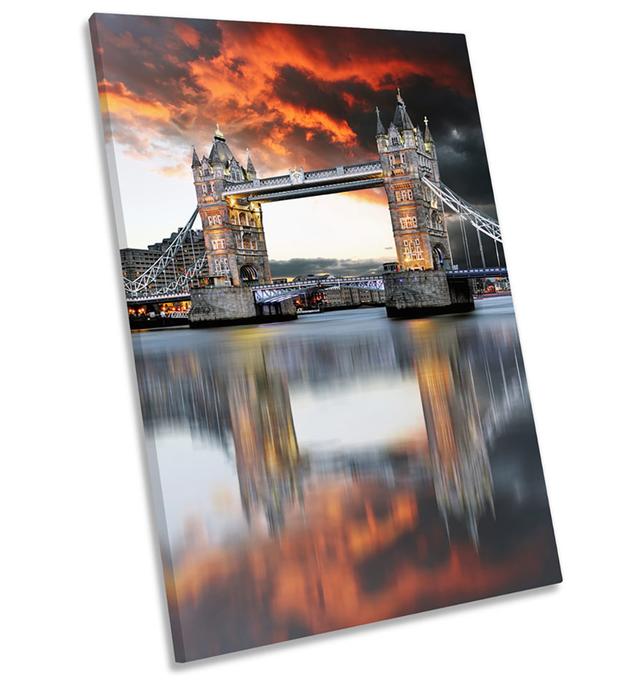 City London Tower Bridge Sunset - Wrapped Canvas Print 17 Stories Size: 91.4cm H x 61cm W x 4cm D on Productcaster.