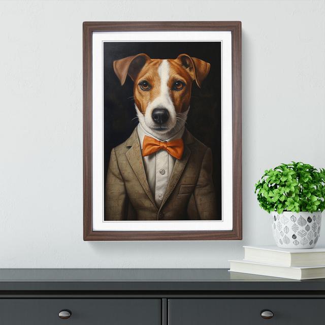 Jack Russell in a Suit Painting No.3 Happy Larry Size: 34cm H x 25cm W x 2cm D, Format: Walnut Framed on Productcaster.