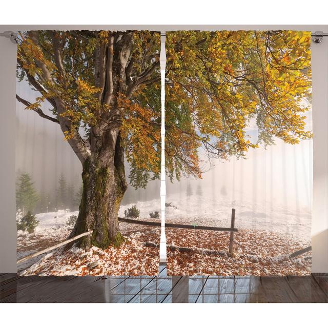 Vorhang-Set Birches mit Stangendurchzug, halbtransparent (Set of 2) East Urban Home Vorhanggröße: 225 cm B x 280 cm L on Productcaster.