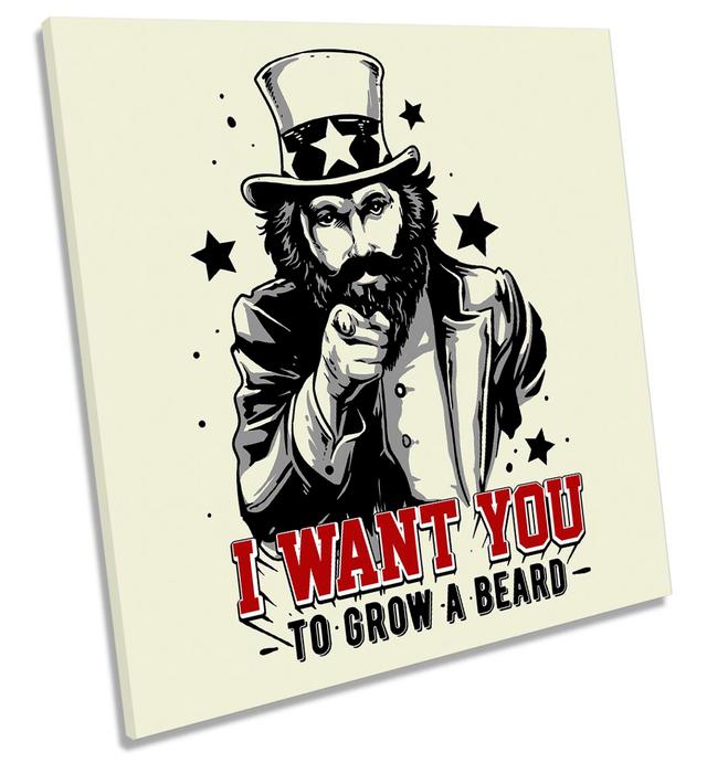 I Want You To Grow A Beard Picture CANVAS WALL ART Square Print Maturi Size: 60cm H x 60cm W x 2cm D on Productcaster.