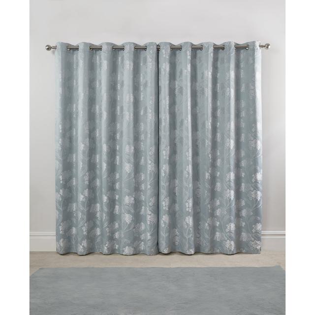 Blossom Eyelet Room Darkening Curtains (Set of 2) Mercer41 Panel Size: 228 W x 228 D cm, Colour: Duck Egg on Productcaster.