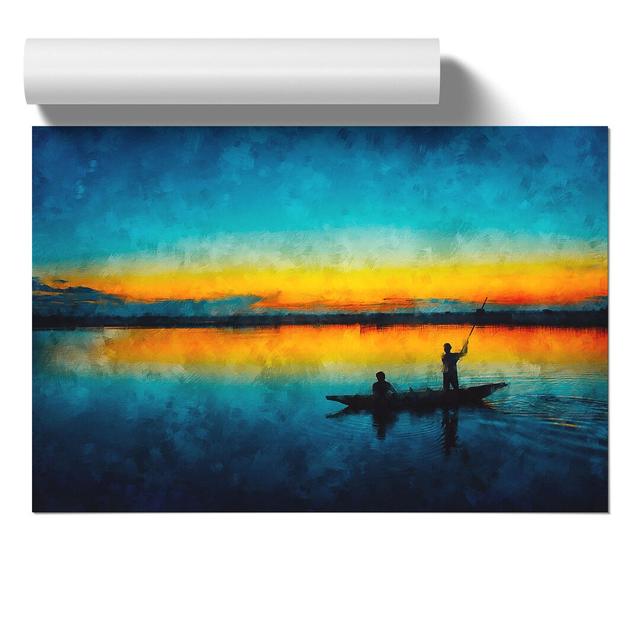 Boat Under the Sunset Vol.1 - Unframed Painting East Urban Home Size: 30cm H x 42cm W x 0.1cm D on Productcaster.