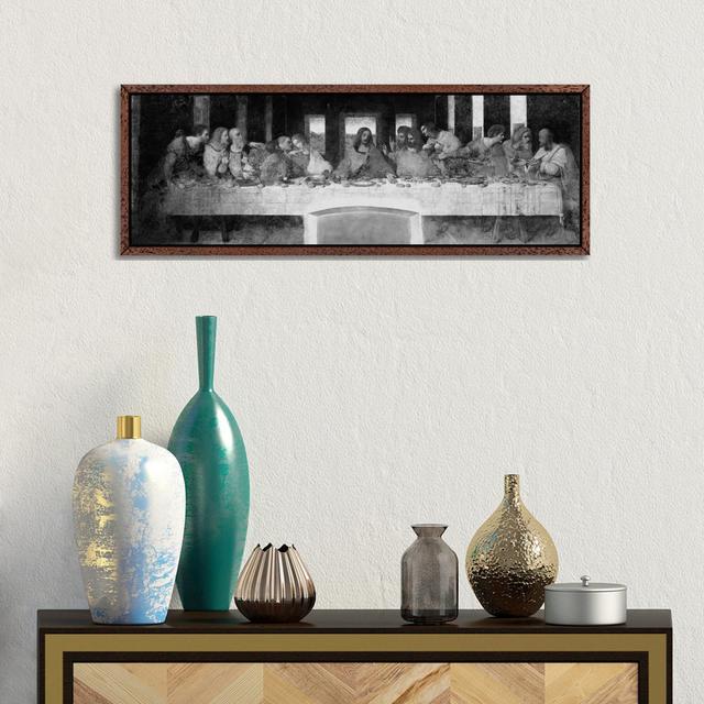 The Last Supper II by Leonardo Da Vinci - Panoramic Painting on Canvas Lark Manor Format: Brown Framed, Size: 30cm H x 91cm W x 4cm D on Productcaster.