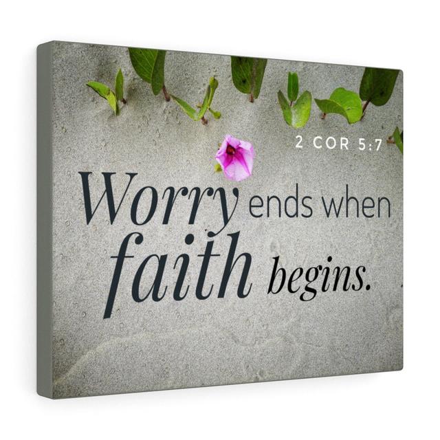 Faith Begins - Wrapped Canvas Print Blue Elephant on Productcaster.