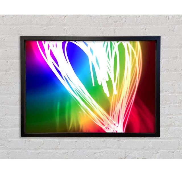 Neon Heart - Einzelner Bilderrahmen Kunstdrucke auf Leinwand Bright Star Größe: 59,7 cm H x 84,1 cm B x 3,3 cm T on Productcaster.