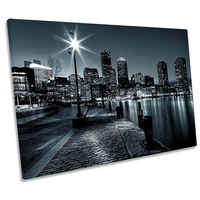 Boston Massachusetts Twilight - Wrapped Canvas Print Ebern Designs Size: 61cm H x 91.4cm W x 4cm D on Productcaster.