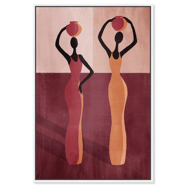 Abstract Colorful Fashion Females by Oliver Gal - Wrapped Canvas Painting Oliver Gal Size: 38.1cm H x 25.4cm W, Format: White Framed on Productcaster.