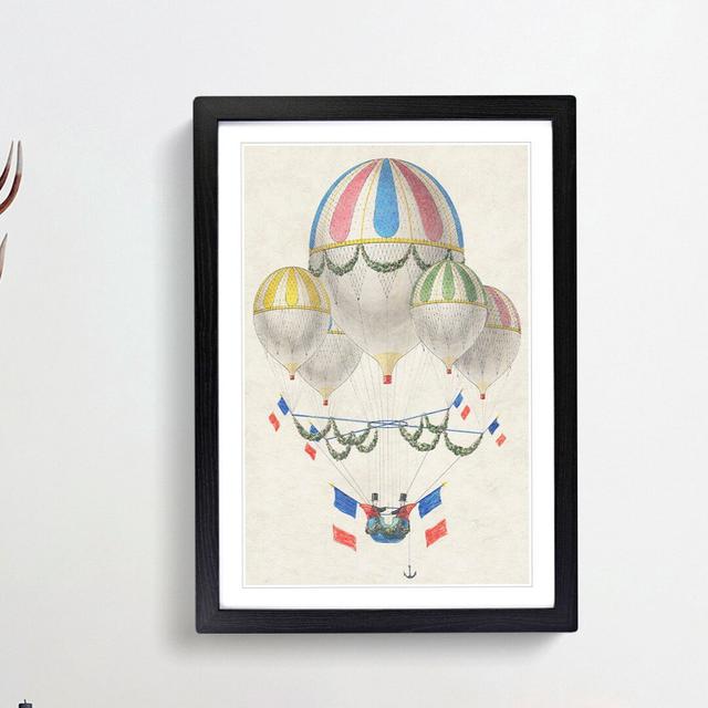 Hot Air Balloons in France by Leon Benett - Picture Frame Painting Print on MDF East Urban Home Size: 65cm H x 48cm W x 2cm D, Frame Option: Black Fra on Productcaster.