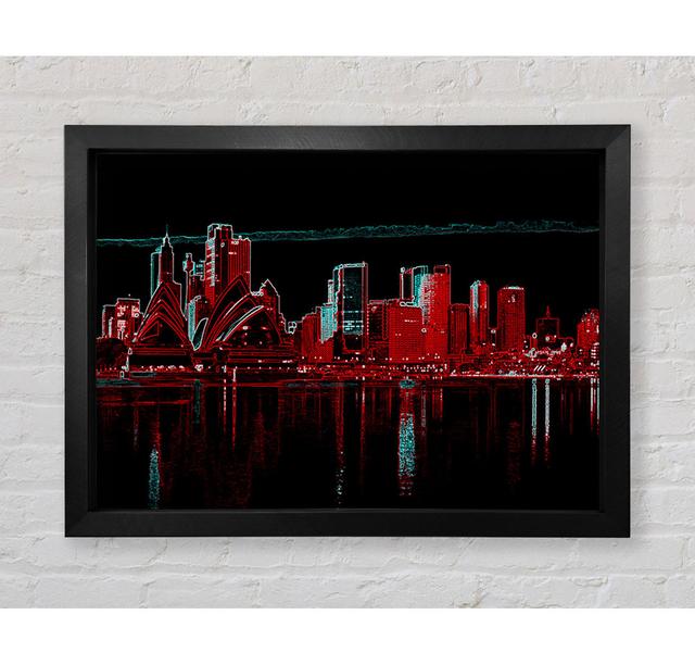 Sydney Skyline Opera House Red - Single Picture Frame Art Prints Bright Star Size: 100cm H x 141.4cm W on Productcaster.