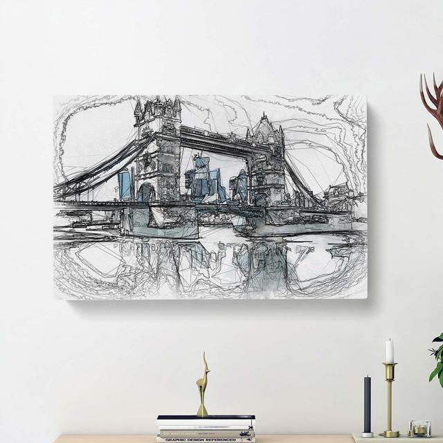 London Bridge in Abstract - Wrapped Canvas Drawing Print East Urban Home Size: 50cm H x 76cm W x 3cm D on Productcaster.