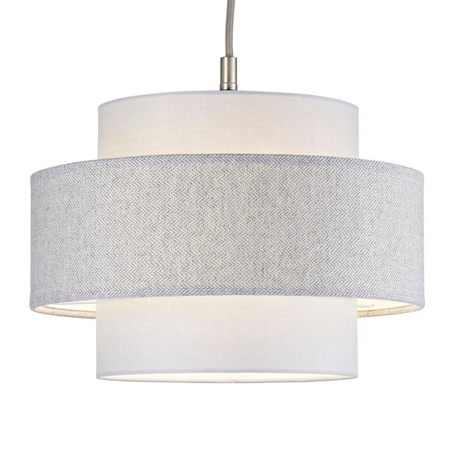 20cm H x 30cm W Linen Drum Pendant Shade ( Screw On ) in Grey Happy Homewares on Productcaster.