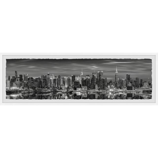 NYC Night Skyline - Picture Frame Panoramic Photograph Marmont Hill Size: 25"H x 76"W on Productcaster.