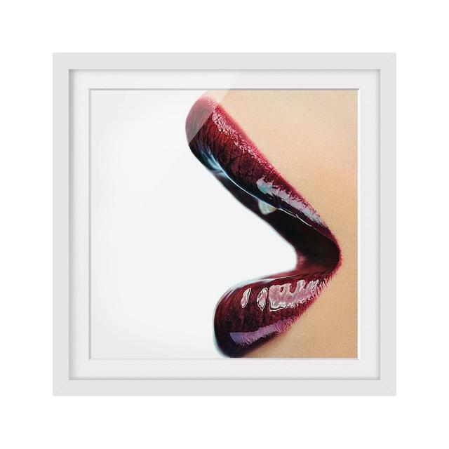 Kissing my Lips Framed Photographic Art Print Poster East Urban Home Frame Options: Matt white, Size: 70cm H x 70cm W on Productcaster.