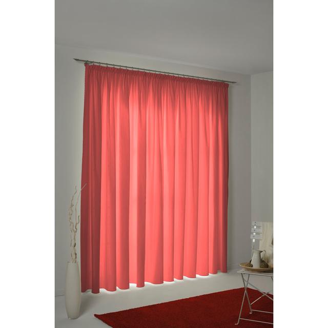 Uni Collection Light 100% Cotton Room Darkening Pinch Pleat Single Curtain Panel Adam Panel Size: 142cm wide x 335cm high, Curtain Colour: Red on Productcaster.