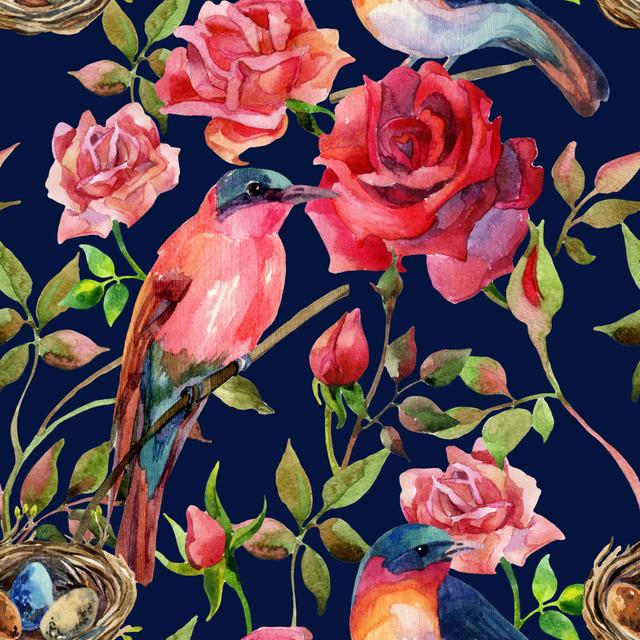 Rosa und rote Rosen - Kunstdrucke auf Segeltuch Marlow Home Co. Größe: 80 cm H x 80 cm B x 1,8 cm T on Productcaster.