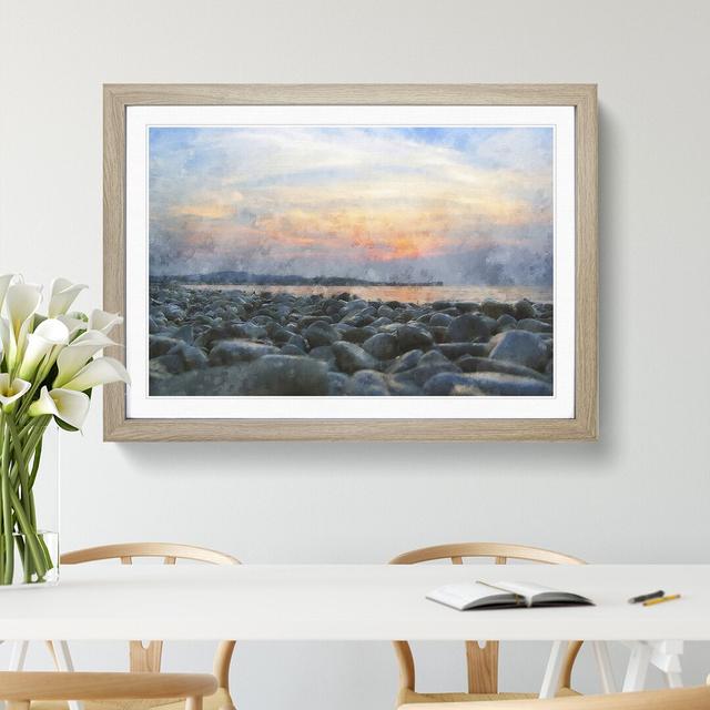 A Pebble Beach - Picture Frame Graphic Art East Urban Home Frame Option: Oak Framed, Size: 48cm H x 65cm W x 2cm D on Productcaster.